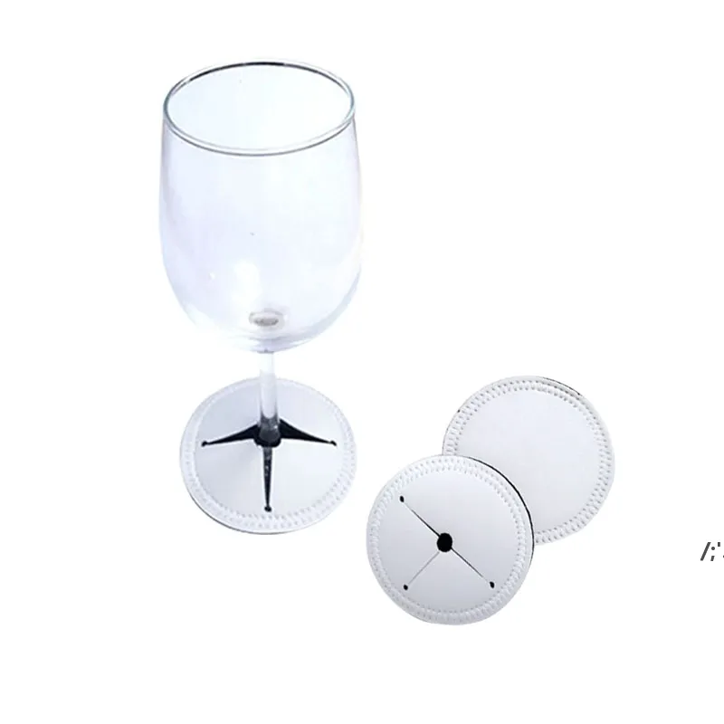 Drinkware Cadeau Sublimation Blanc Blanc Double Couche Verre À Vin Coaster Néoprène Table Coasters Gobelet Base Protecteur Pour Tasses Fête JJA12533