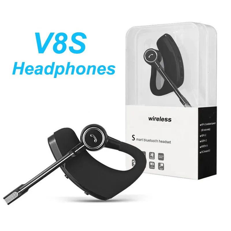 V8 V8S Bluetooth -hoofdtelefoon Hoofdset Bedrijfsstereo -oortelefoons met MIC Wireless Universal Voice Report Number Handfree oortelefoon 83