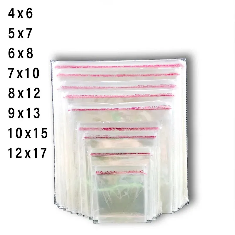 100pcs lot Resealable Plastic Bags Self Adhesive Sealing OPP Cellophane Bags Transparent Packaging Gift Pouch for Jewelry Candies Cookies Clothes
