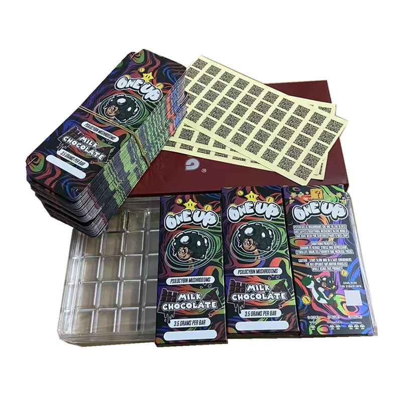 Um molde de chocolate UP Compitável com caixas de embalagem de chocolate Barra de cogumelos 3.5g 3,5 gramas OneUp Packaging Pack Package Box Box