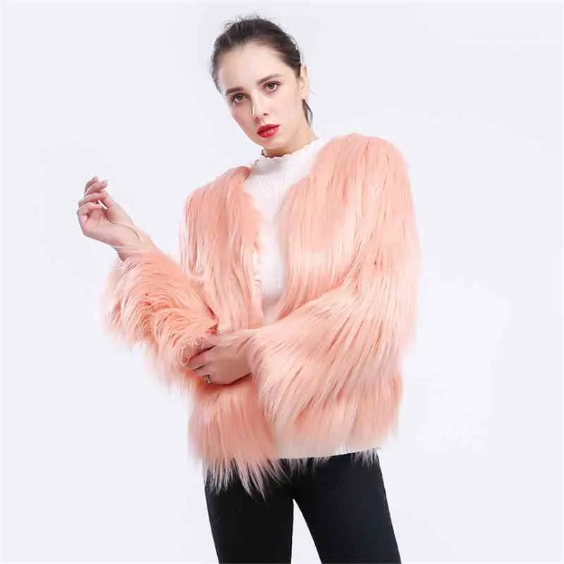 Fur Coat Women Winter Black Plus Size Cardigan Koreansk Faux Vest Varm Jacka Kvinna Fluffy Ry Hair 210428