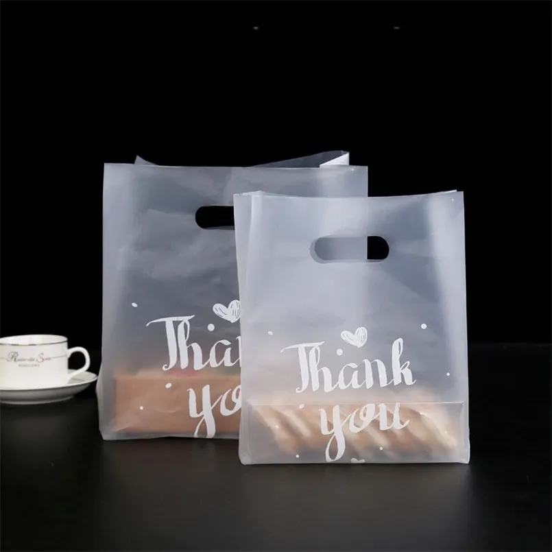 50pcs Packaging Thank You Candy Gift Bags Environmentally Friendly Chocolate Dragees Sweet Plastic Cupcake Bag Wedding Wrapping 211108