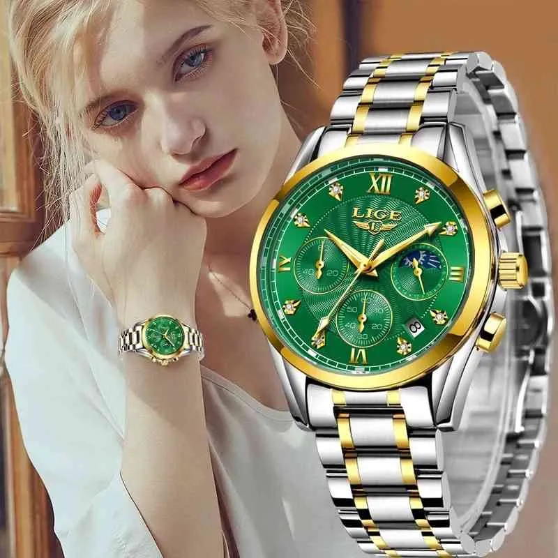 Lige Gold Women Business Quartz 숙녀 탑 브랜드 럭셔리 여성 손목 시계 소녀 시계 Relogio Feminin 2020 + Box