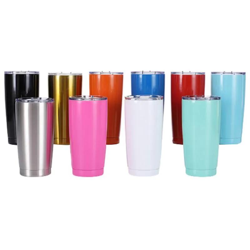 304 Rostfritt stål Vakuum Tumbler Flask Car Mug Portable 20oz Solid Color Ice Master Mugs Cold Beer