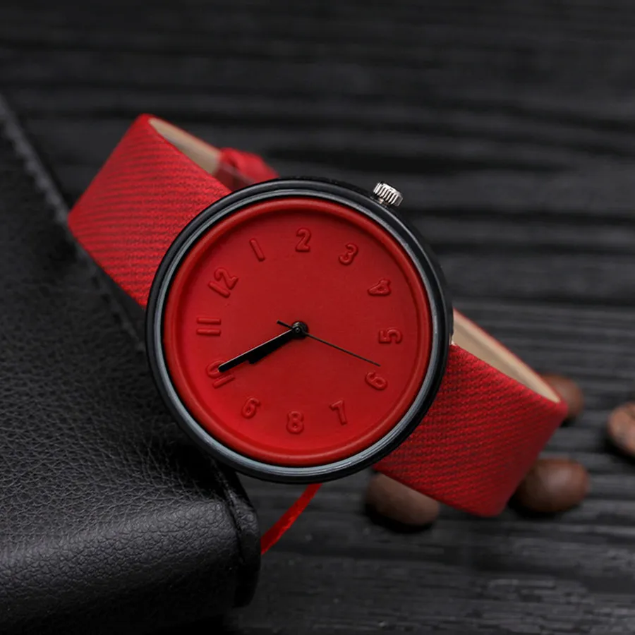여성 캔버스 쿼츠 손목 시계 간단한 스트랩 시계 럭셔리 시계 컬러 스트랩