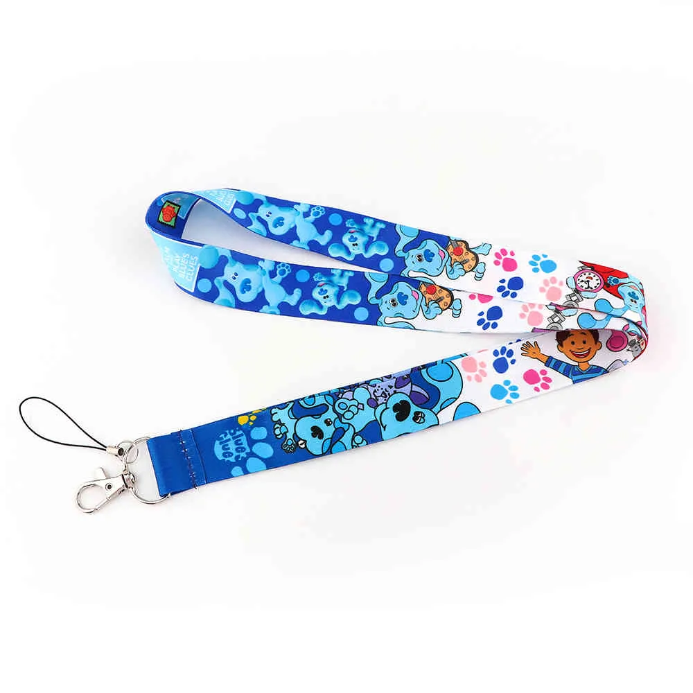 10 pièces/lot J2784 dessin animé bleu chien motif lanière porte-clés accessoire pour téléphone portable USB porte-Badge clés sangles étiquettes cou corde
