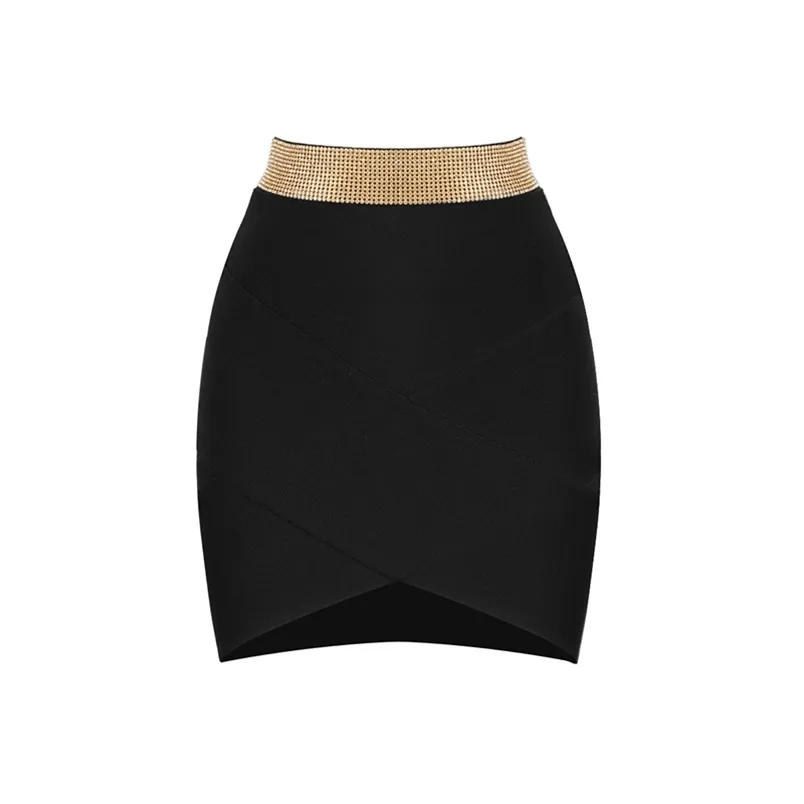 Bandage Kjolar Kvinnor Sommar Beading Sexig Party Club Elegant Svart Vit Högkvalitativ Mode Mini Skirt 210515