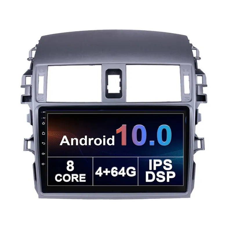Lettore Dvd per auto per COROLLA 2007-2013 Touch screen Android da 10 pollici Nuovo design Supporto doppio Din DVR OBD Carply