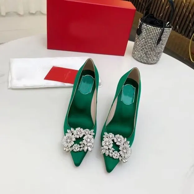 High quality women's shoes leather soled high heels sexy pointed sandals with card dust bag wedding 35-40