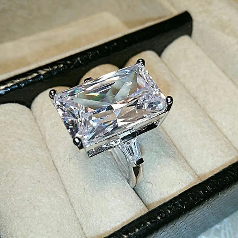 Vecalon Luxury Promise Ring 100 Real 925 sterling silver Square Diamond Cz statement Wedding band rings for women Bridal Jewelry