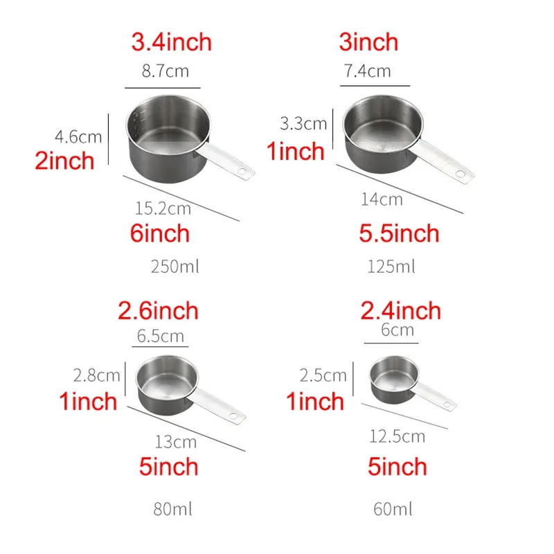 Stainless Steel Measuring Cups Tool Stackable Coffee Milk Powder Seasoning Measure Spoons Sets Home Kitchen Baking Tools DBC BH4725