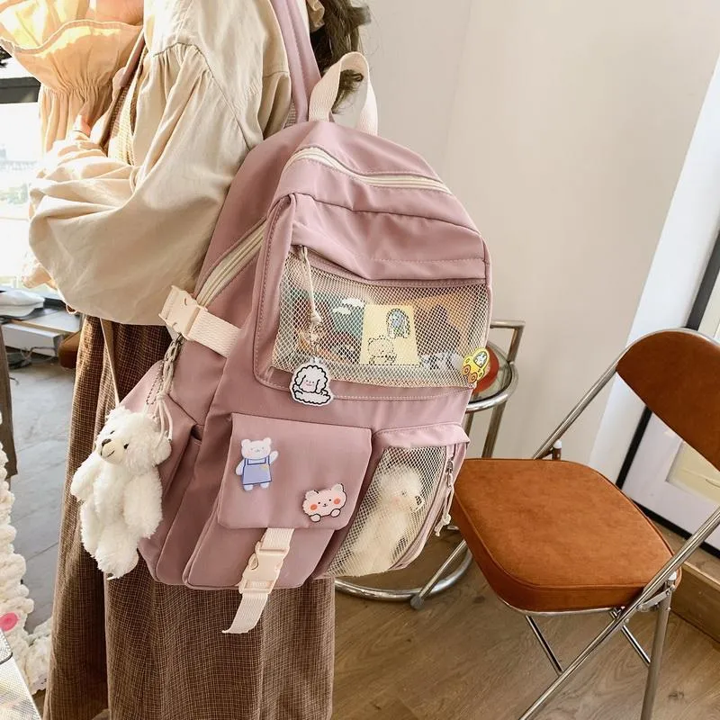 Rucksack Dropship Kawaii Nylon Frauen Mode Wasserdichte Rucksack Für Teenager Mädchen Schultasche Niedliche Student Bookbag Reise Mochila