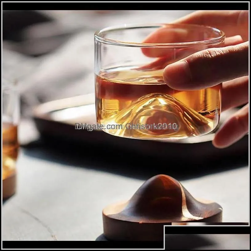 Drinkware Kitchen, Dining & Garden Glasses Home Kitchen Mountain Wooden Bottom Irish Transparent Glass Tea Cup For Whiskey Wine Vodka Bar Cl
