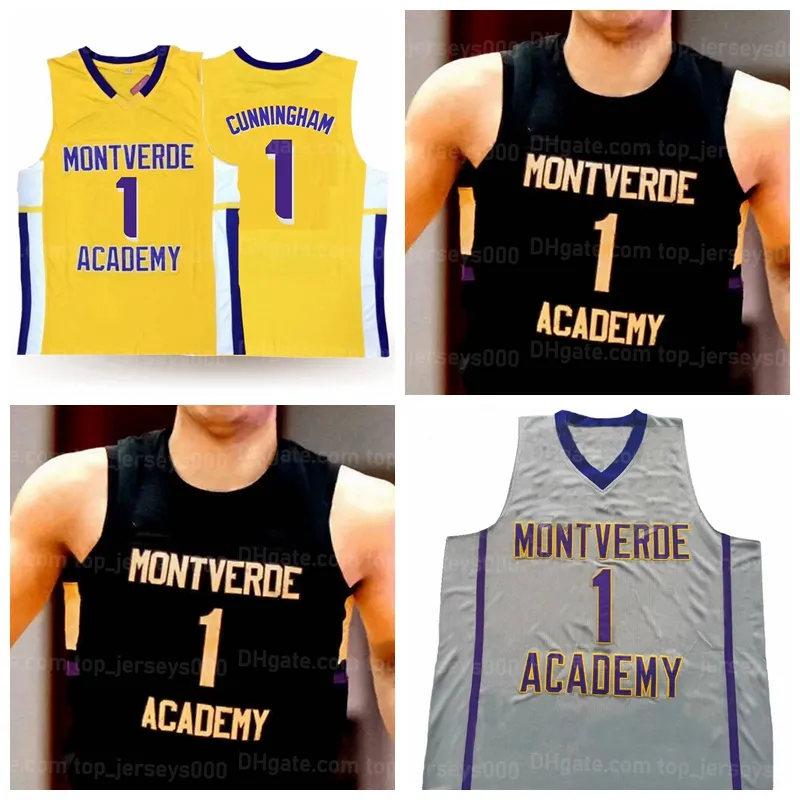 Custom Cade Cunningham 1 # Montverde Academ Basketball Jersey Cousu Noir Gris Jaune Chemise Taille S-4XL N'importe quel nom et numéro Maillots de qualité supérieure