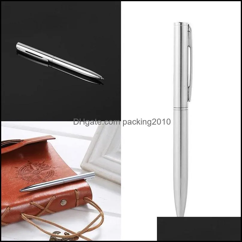 10cm Light Silver Ballpoint Pen Stationery Rotating Rotary Twisting Short Plastic Mini School Pen Style Supplies