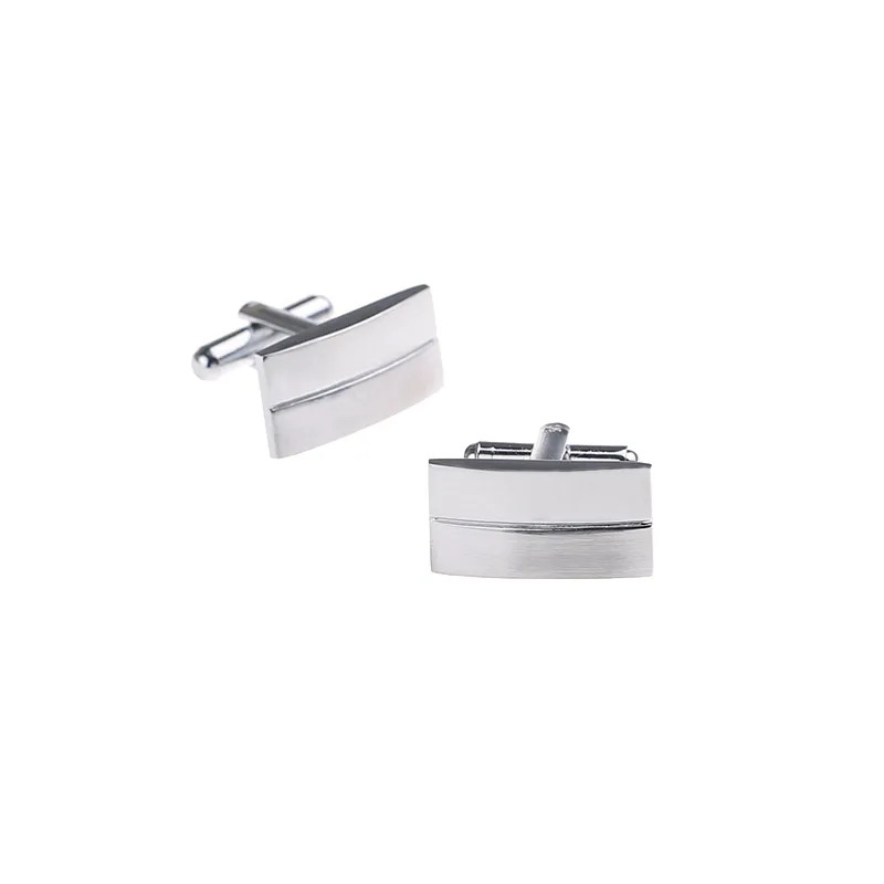 6 Pair Two Lines Mens Cufflinks For Groomsmen Gifts Classic Sliver Blank Cuffs Male French Cufflink CL-020