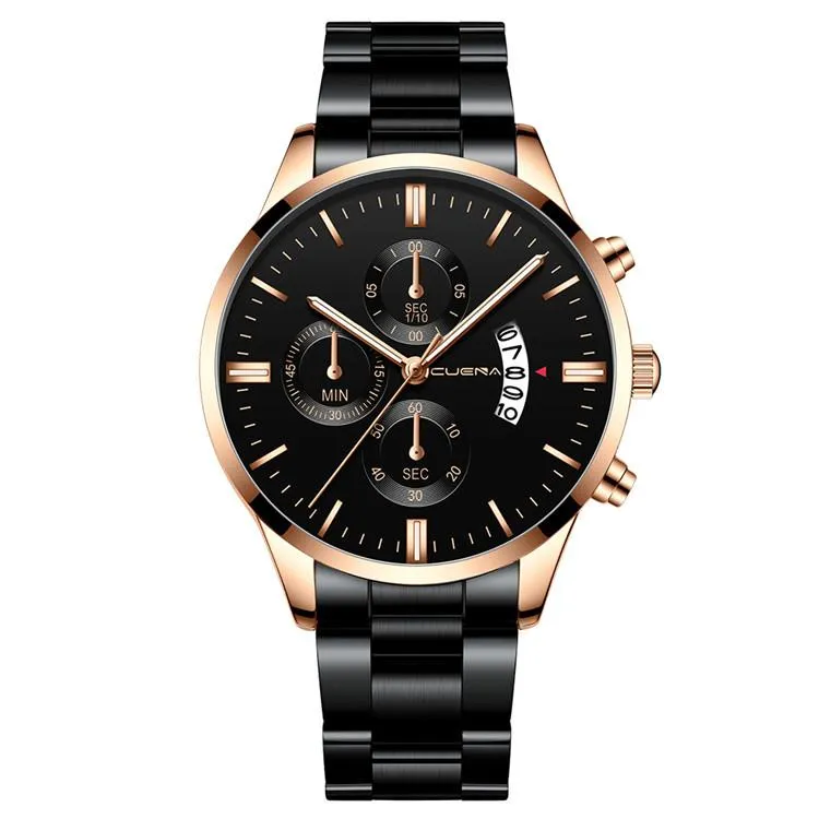 Montre décontractée à la mode pour hommes, bracelet en acier, calendrier automatique, montres à quartz