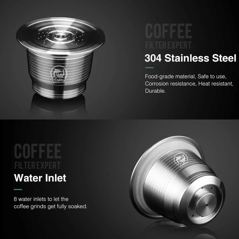 ICAFILAS VIP Link Kaffekapsel för Nespresso Refillable POD Rostfritt stål Espresso Kaffefilter Kapsuki Nespresso 210712