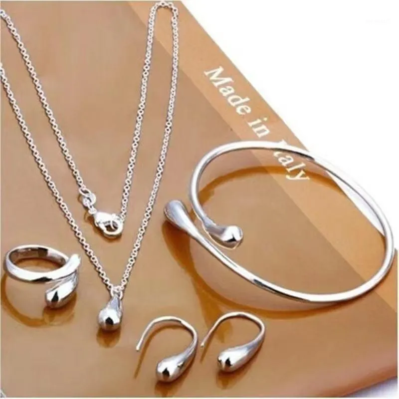 Örhängen Halsband 2021FashionExquisite Erodrop Shape Pendant Water Drop Smycken Set Handkedjan Armband Halsband Ring för kvinnor