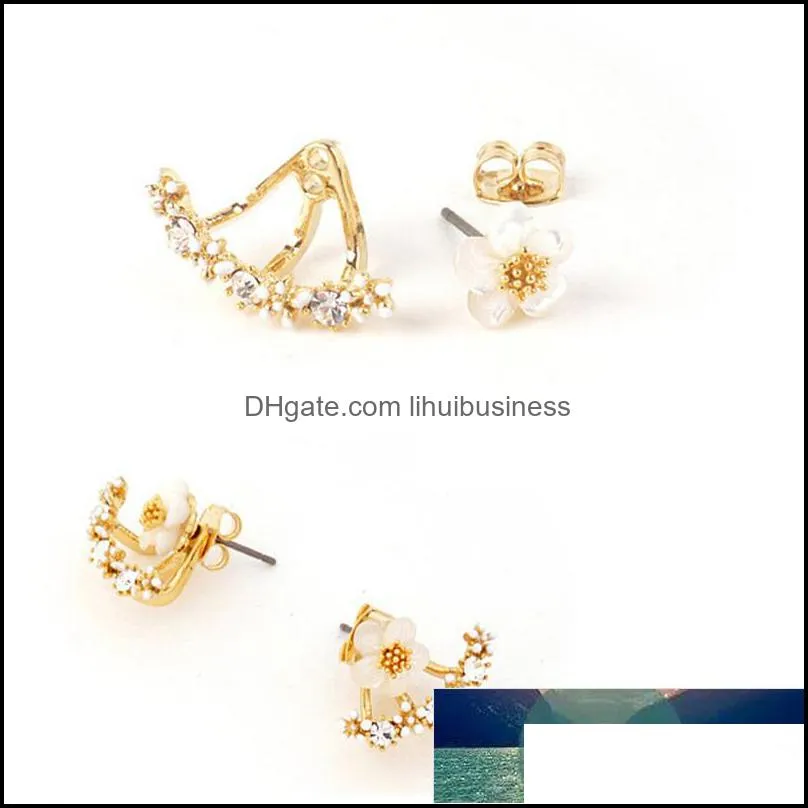 1Pair Casual Korean Style Fashion Rhinestone Stud Ear Chic Earrings For Flower Daisy Women Jewelry Elegant Gift