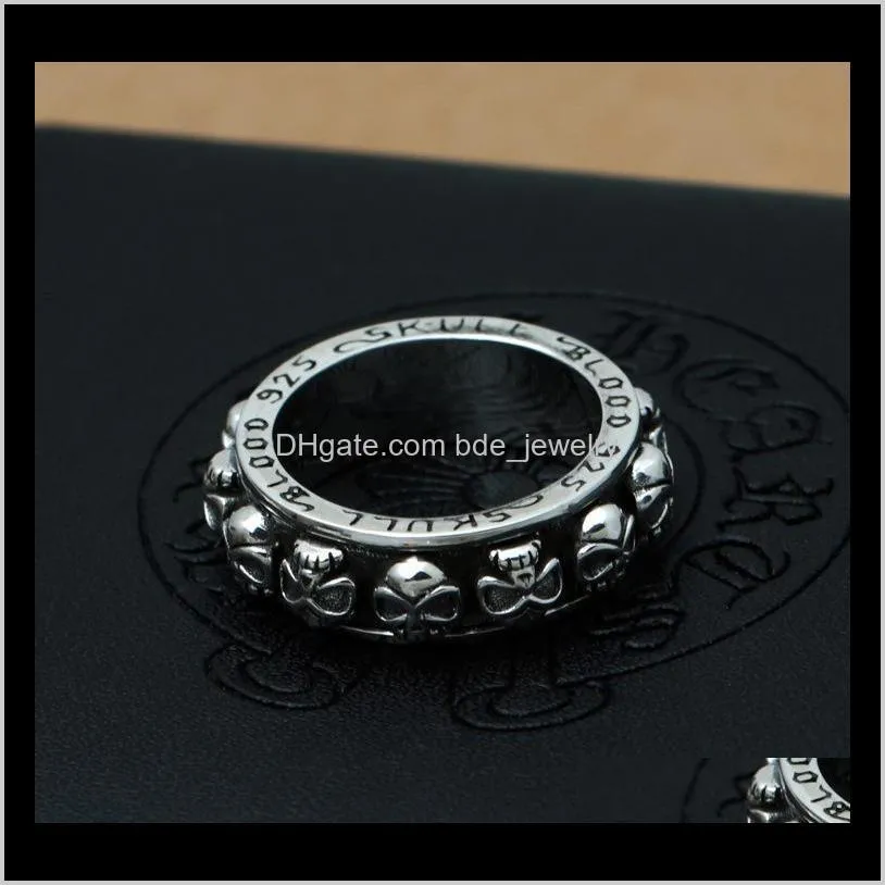 Band JewelryBrand 925 Sterling Sier Mode Sieraden Vintage Amerikaanse Stijl Handgemaakte Designer Mens Skull Ringen Gift Wholesale Drop Delivery 2