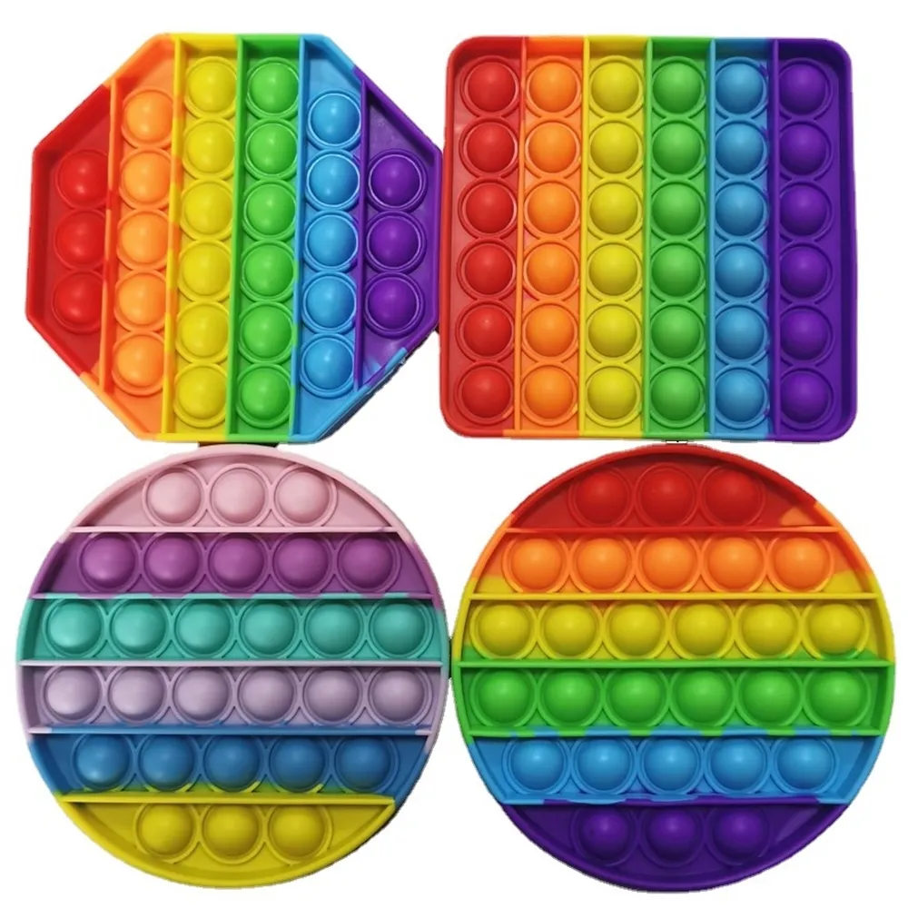 Rainbow Circle Serca Serce Octagon Push Fidget Zabawki Halloween Christmas Kids Toddler Prezent Bubble Popper Board Sensory Stress Relief Edukacyjny Puzzle H11WACF