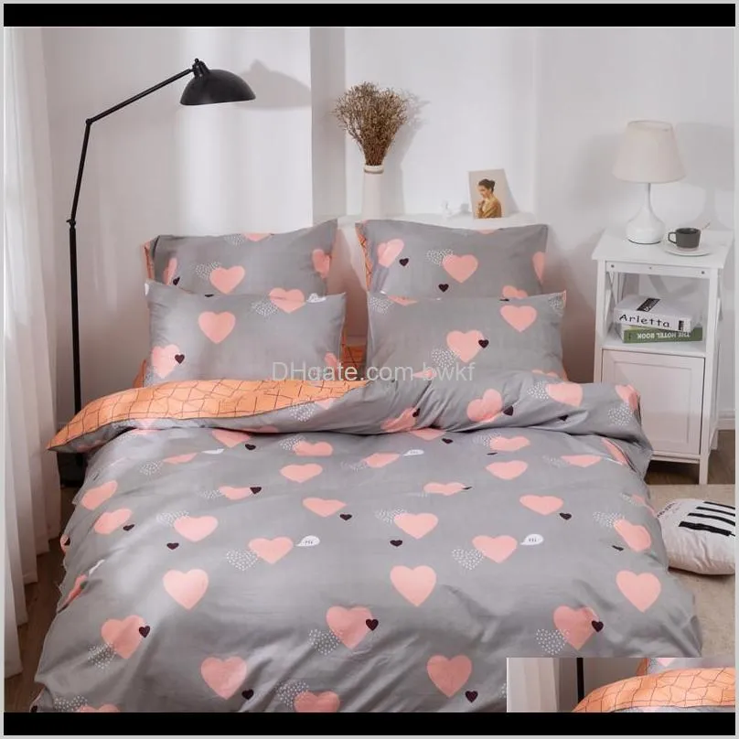 alanna x series 3-4 printed solid bedding sets home bedding set 4-7pcs high quality lovely pattern with star tree flower 201127
