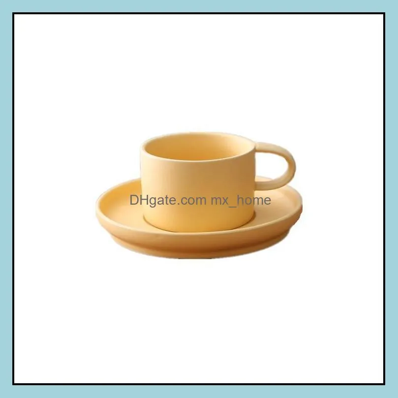 Cups & Saucers Macaroon Matte Frosted Ceramic Coffee And Mug Dish Breakfast Cup Couple`s Arched Saucer