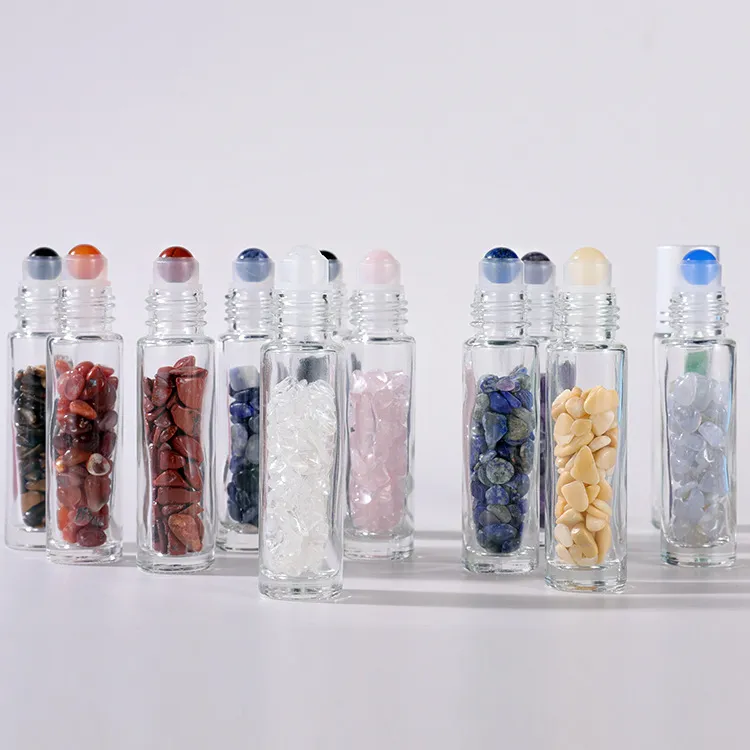 Natural Jadeite Art Roll-on Bottle Perfume Dispensado Vidrio transparente de color 10ml regalos