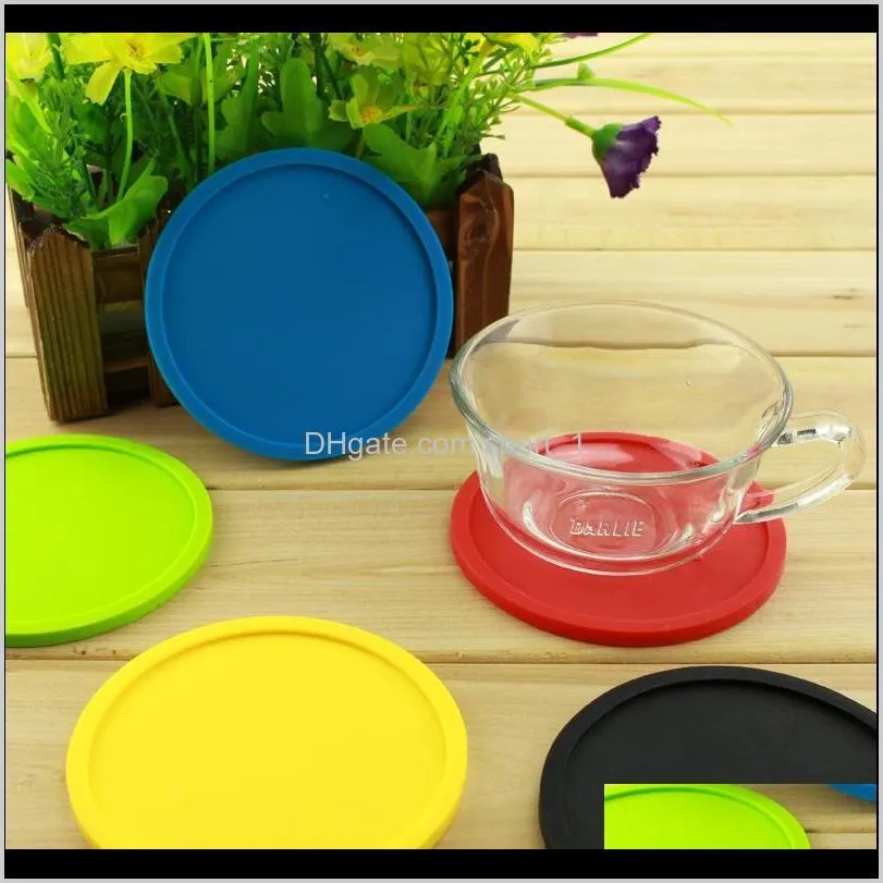 6 colors silicone coasters non-slip cup coasters heat resistant cup mat soft coaster for tabletop protection fits size drinking