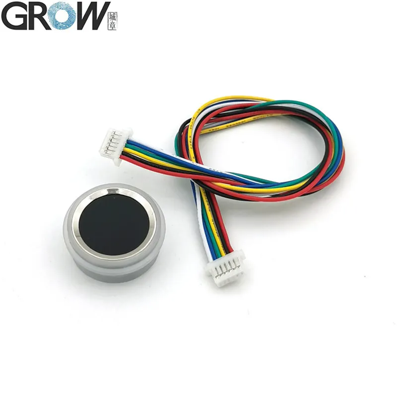 GROW R502-F Waterproof Small DC3.3V UART Diameter 21.5mm MX1.0-6pin Capacitive Round LED Fingerprint Module Sensor Scanner 200 Pieces Capacity With Free SDK