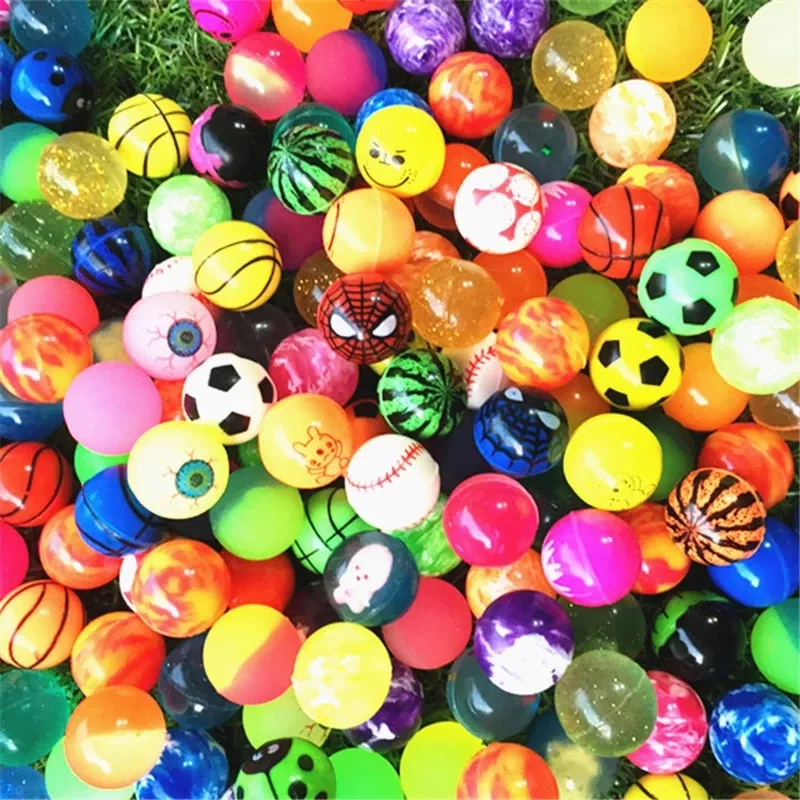 2,5 cm per bambini giocattolo palline rimbalzanti miste di gomma giocattoli da bagno esterno palloni finti giochi sportivi elastico giocherellate elastiche palline da salto elastico