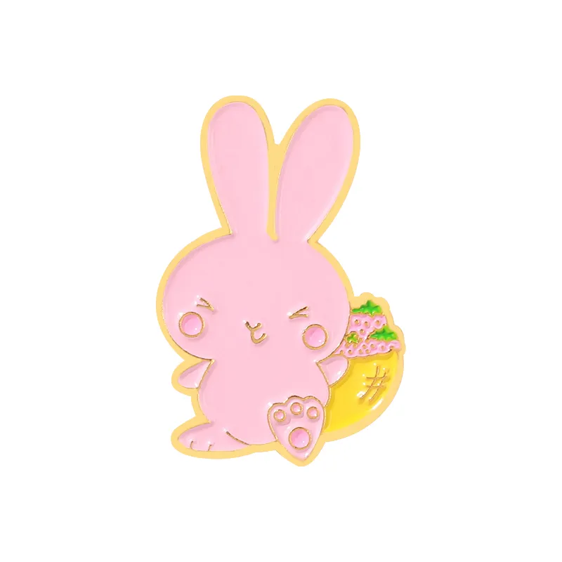 Lapins roses broches en émail dessin animé animaux mignons épingles de lapin bades pour vêtements en jean sac kawaii joelry de Noël