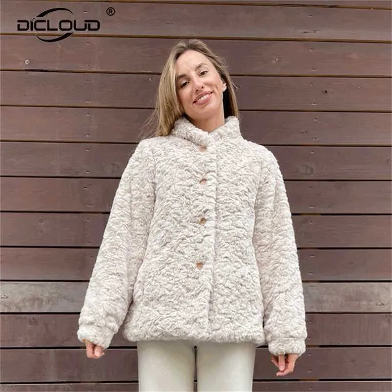 Manteau de fausse fourrure rose doux femmes hiver vintage col montant moelleux fausse fourrure de lapin veste épaisse manteaux de fourrure chaude plus taille 3XL 211122