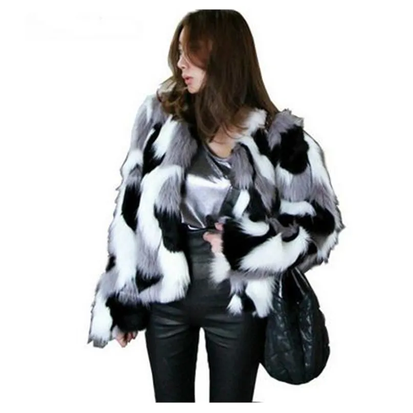 S / 9XL Kobiety Mieszane Kolor Człowiek Made Fur Kurtka Dorywczo Plus Size Faux Płaszcze Kobiet Krótki Outwear Casaaco de Pele Falso CK43 211220