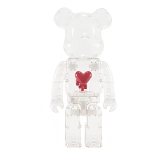 Bearbrick New Building Block Violent Bear EU Red Heart Shiny Trasparente Love Doll Decoration 28cm Tendenza regalo per bambini