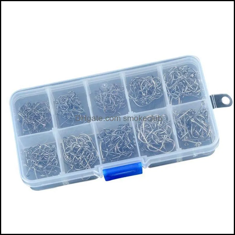 Fishing Accessories 500 Pcs/Lot 3# -12# Tackle Box Carbon Steel Hook Durable Head Hooks With Hole Carp