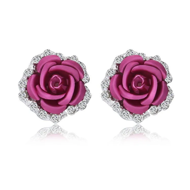 Projektantki kolczyki biżuteria stadnina róża kwiat kolczyka miłosna bransoletka pierścienia a7