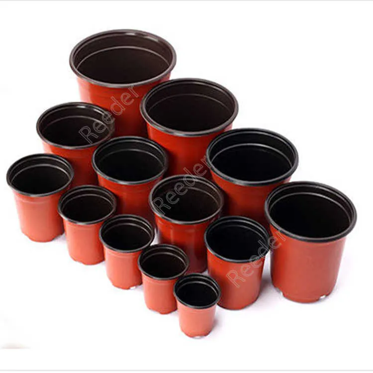 Double Color Flower Pots Plastic Red Black Nursery Transplant Basin Unbreakable Flowerpot Home Planters Garden Supplies DAR46