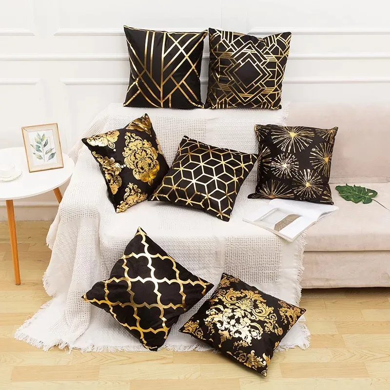 Black white and gold pillows deals