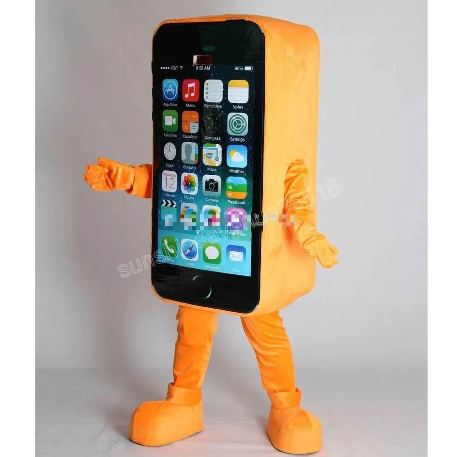 Halloween pomarańczowy telefon komórkowy Mascot Costume Najwyższa jakość Kreskówka Postać Karnawał Unisex Dorośli rozmiar świąteczny sukienka na imprezę