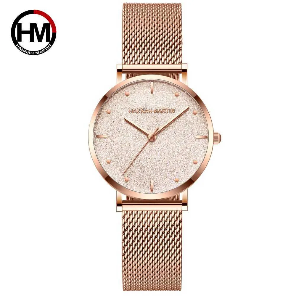 Sahara deserto deserto design top marca luxo japão quartzo relógio de pulso de relógio de aço inoxidável rosa ouro relógio impermeável para as mulheres 210616