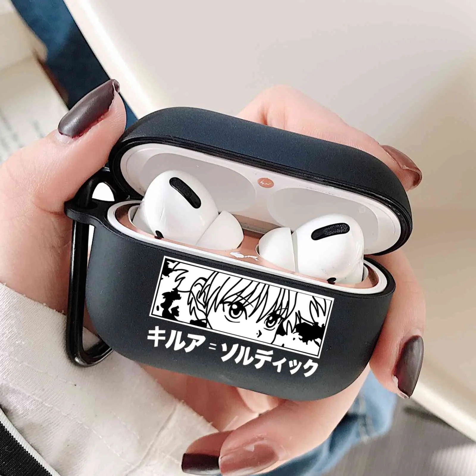 Caçador x 3 HXH Anime Heroka Moron Gonase Fone de Ouvido Caixa de carregamento para Apple Airpods Pro 2 1 3 Acessórios Protetores Pretos