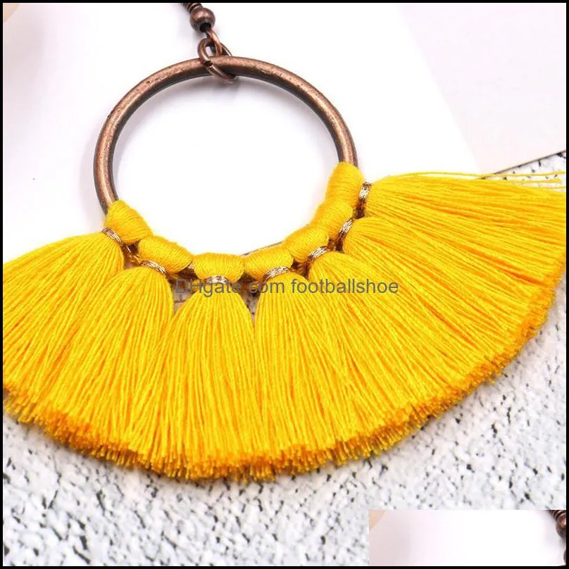 Womens Fashion Bohemian Earrings Long Tassel Fringe Dangle Hook Earring Eardrop Ethnic Jewelry Gift