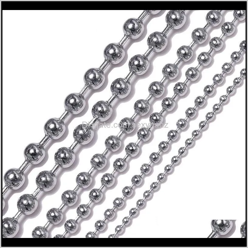 Necklaces & Pendants Jewelrywholesale 1.2/1.5/2/2.4/3/3.2/4/4.5/5/6Mm Stainless Steel Ball Chain Necklace For Pendant Or Dog Tags Chains Jew