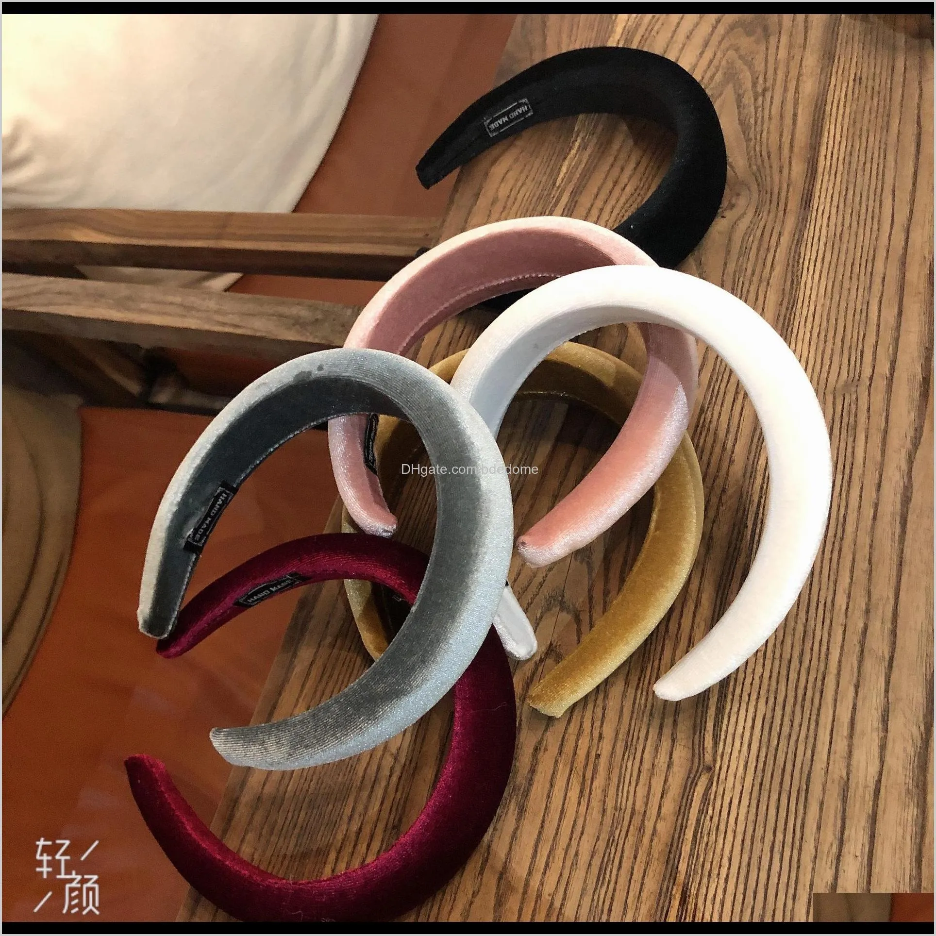 the new korean hit color fashion flannel hair band solid color sponge thickened wide side wash beam hair band hairpin