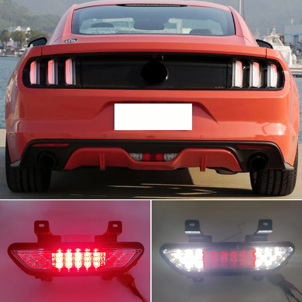 1PCS For Ford Mustang 2015 2016 2017 2018 2019 2020 Car LED Reflector Rear Fog LampBrake Light Backup Lamp Rear Bumper Light