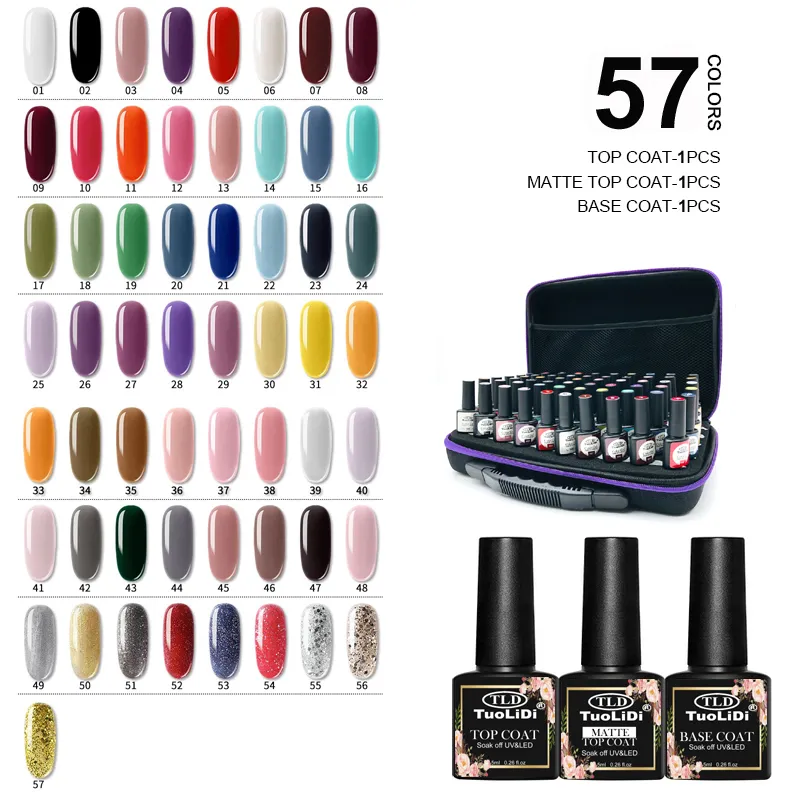 Tuolidi Pure Nails Poolse Kleuren Gel Lak Nail Art Gel Vernis Soak Off UV Gel Nails Poolse Semi Permanente Top Jas Vernis