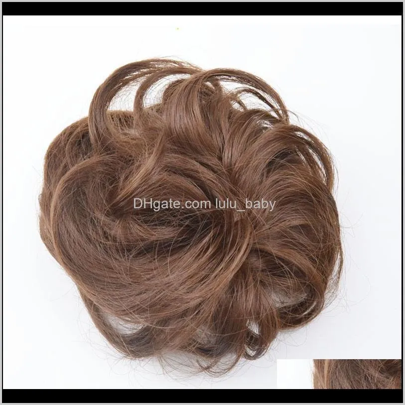 elastic chignon hairpiece curly messy bun mix gray natural chignon synthetic hair extension chic and trendy