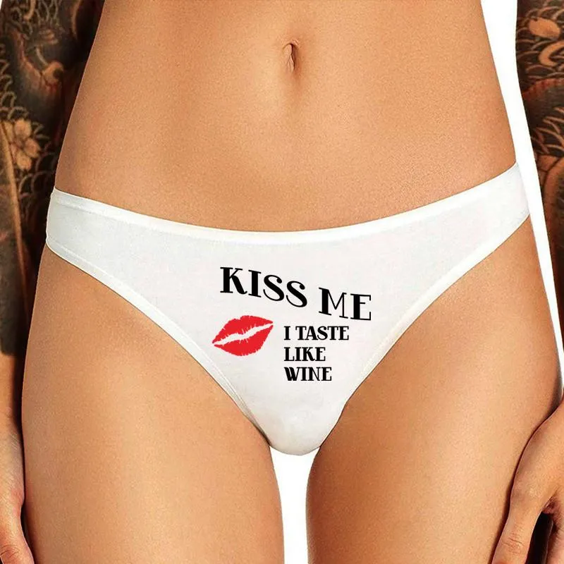 Womens Panties KISS ME I TASTE LIKE WINE Lovely Sexy Underwear Funny Print  Briefs Underpant Female G String Thongs For From 27,5 €